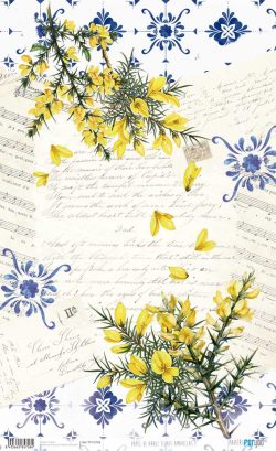 PFY-15758 - Papel Arroz 54x33 cm 25-30 gr. (Flores Amarillas I) - pack 6 ud.