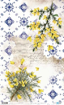PFY-15759 - Papel Arroz 54x33 cm 25-30 gr. (Flores Amarillas II) - pack 6 ud.