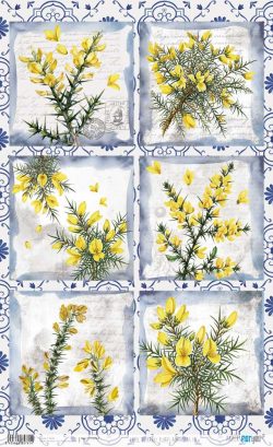 PFY-15761 - Papel Arroz 54x33 cm 25-30 gr. (Flores Amarillas III) - pack 6 ud.