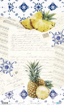 PFY-15779 - Papel Arroz 54x33 cm 25-30 gr. (Pineapples I) - pack 6 ud.