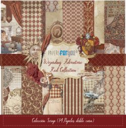 PFY-15787 - Colección 14 Papeles Scrap doble cara 180gr 12''x12'' (Wizarding Adventure Red) - pack 3 ud.