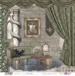 PFY-15806 - Papel Scrap doble cara 180gr 12"x12" (Wizarding Adventure Green) - pack 12 ud.