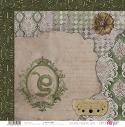 PFY-15807 - Papel Scrap doble cara 180gr 12"x12" (Wizarding Adventure Green) - pack 12 ud.