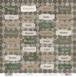 PFY-15817 - Papel Scrap doble cara 180gr 12"x12" (Wizarding Adventure Green) - pack 12 ud.