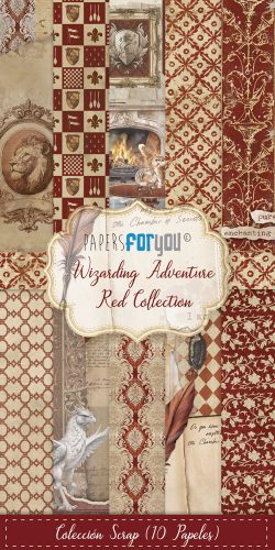 PFY-15863 - Colección 10 Papeles Scrap Una cara 180gr 6"x12" (Wizarding Adventure Red) - pack 4 ud.