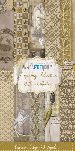 PFY-15866 - Colección 10 Papeles Scrap Una cara 180gr 6"x12" (Wizarding Adventure Yellow) - pack 4 ud.