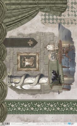 PFY-15927 - Papel Arroz 54x33 cm 25-30 gr. (Wizarding Adventure Green) - pack 6 ud.