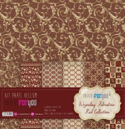 PFY-15948 - Kit Papel Scrap Vellum 6 Papeles 90gr (Wizarding Adventure Red) - pack 3 ud.