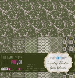 PFY-15949 - Kit Papel Scrap Vellum 6 Papeles 90gr (Wizarding Adventure Green) - pack 3 ud.