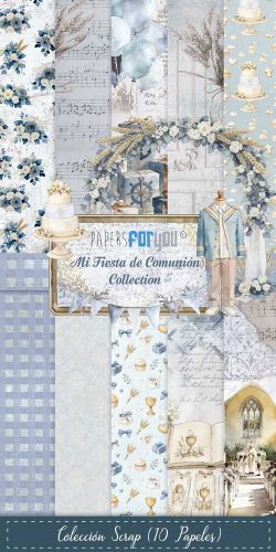 PFY-15681 - Colección 10 Papeles Scrap Una cara 180gr 6"x12" (Mi Fiesta de Comunión Niño) - pack 4 ud.