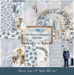 PFY-15682 - Colección 24 Papeles Scrap doble cara 180gr 8"x 8" (Mi Fiesta de Comunión Niño) - pack 3 ud.
