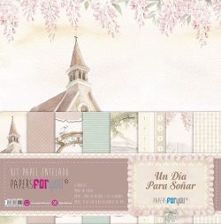 PFY-16001 - Kit 8 Papel Scrap Tela 125gr 12"x12" (Un Día Para Soñar Niñas) - pack 3 ud.
