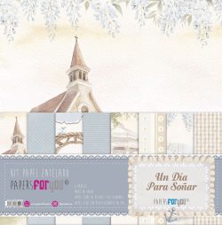 PFY-16002 - Kit 8 Papel Scrap Tela 125gr 12"x12" (Un Día Para Soñar Niños) - pack 3 ud.