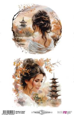 PFY-15698 - Thermo Transfers 20x30cm 8"x 12" 1 Hoja (Geisha I) - pack 3 ud.