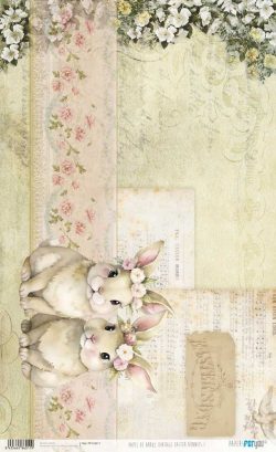 PFY-16011 - Papel Arroz 54x33 cm 25-30 gr. (Vintage Easter Bunnies I) - pack 6 ud.