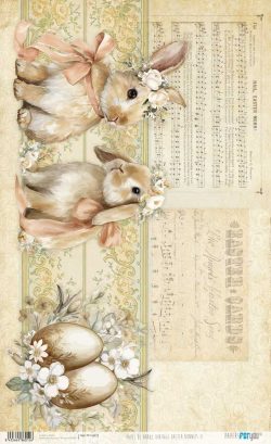 PFY-16012 - Papel Arroz 54x33 cm 25-30 gr. (Vintage Easter Bunnies II) - pack 6 ud.