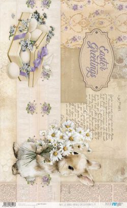 PFY-16013 - Papel Arroz 54x33 cm 25-30 gr. (Vintage Easter Bunnies III) - pack 6 ud.