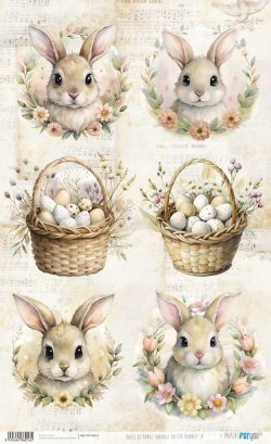 PFY-16016 - Papel Arroz 54x33 cm 25-30 gr. (Vintage Easter Bunnies IV) - pack 6 ud.