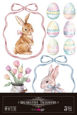 PFY-16017 - Decorative Transfers 20x30 cm 8″x 12″ 3 Hojas (Sweet Easter Bunnies) - pack 2 ud.