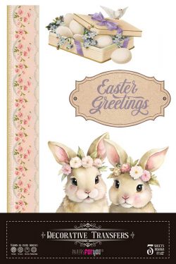 PFY-16018 - Decorative Transfers 20x30 cm 8″x 12″ 3 Hojas (Vintage Easter Bunnies) - pack 2 ud.