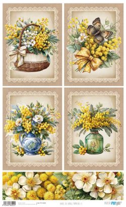 PFY-16022 - Papel Arroz 54x33 cm 25-30 gr. (Mimosas II) - pack 6 ud.