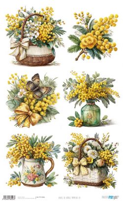 PFY-16026 - Papel Arroz 54x33 cm 25-30 gr. (Mimosas VI) - pack 6 ud.