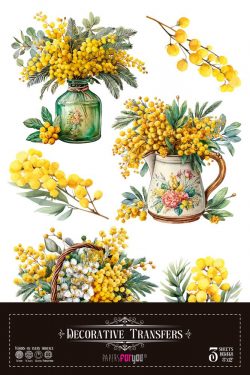 PFY-16056 - Decorative Transfers 20x30 cm 8″x 12″ 3 Hojas (Mimosas) - pack 2 ud.
