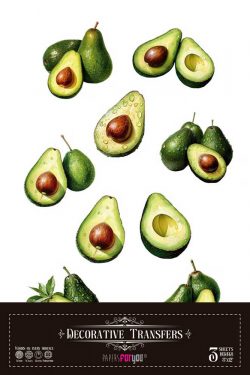 PFY-16072 - Decorative Transfers 20x30cm 8″x 12″ 3 Hojas (Avocados Mini) - pack 2 ud.