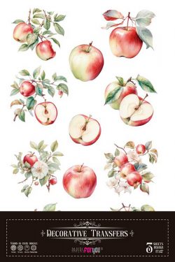 PFY-16075 - Decorative Transfers 20x30cm 8″x 12″ 3 Hojas (Red Apples Mini) - pack 2 ud.