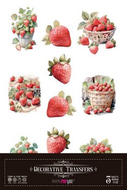 PFY-16079 - Decorative Transfers 20x30cm 8″x 12″ 3 Hojas (Strawberries Mini) - pack 2 ud.