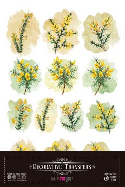 PFY-16082 - Decorative Transfers 20x30cm 8″x 12″ 3 Hojas (Flores Amarillas Mini) - pack 2 ud.