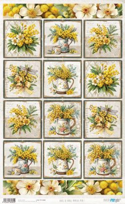PFY-16085 - Papel Arroz 54x33 cm 25-30 gr. (Mimosas Mini I) - pack 6 ud.