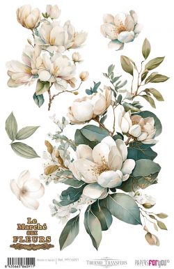 PFY-16091 - Thermo Transfers 20x30cm 8"x 12" 1 Hoja (Magnolias) - pack 3 ud.