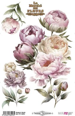 PFY-16093 - Thermo Transfers 20x30cm 8"x 12" 1 Hoja (Peonies) - pack 3 ud.