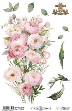 PFY-16103 - Thermo Transfers 20x30cm 8"x 12" 1 Hoja (Pinky Roses) - pack 3 ud.