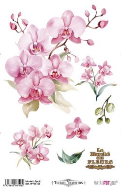 PFY-16106 - Thermo Transfers 20x30cm 8"x 12" 1 Hoja (Pink Orchids) - pack 3 ud.