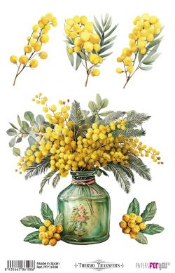 PFY-16108 - Thermo Transfers 20x30cm 8"x 12" 1 Hoja (Mimosas) - pack 3 ud.