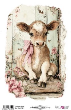 PFY-16109 - Thermo Transfers 20x30cm 8"x 12" 1 Hoja (Farm & Flowers Cows) - pack 3 ud.
