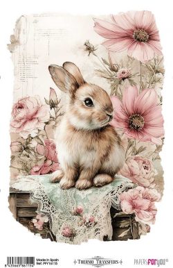 PFY-16115 - Thermo Transfers 20x30cm 8"x 12" 1 Hoja (Farm & Flowers Rabbits) - pack 3 ud.