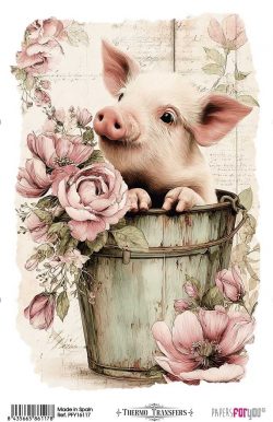 PFY-16117 - Thermo Transfers 20x30cm 8"x 12" 1 Hoja (Farm & Flowers Pigs) - pack 3 ud.