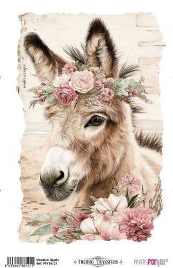 PFY-16121 - Thermo Transfers 20x30cm 8"x 12" 1 Hoja (Farm & Flowers Donkeys) - pack 3 ud.
