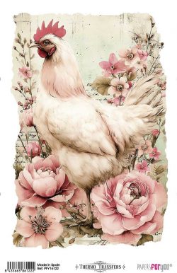 PFY-16122 - Thermo Transfers 20x30cm 8"x 12" 1 Hoja (Farm & Flowers Chickens) - pack 3 ud.