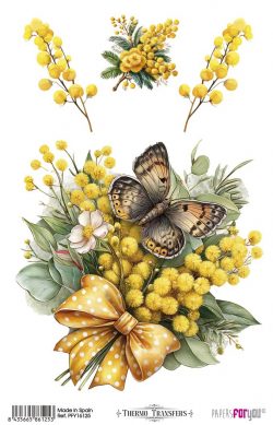 PFY-16125 - Thermo Transfers 20x30cm 8"x 12" 1 Hoja (Mimosas III) - pack 3 ud.