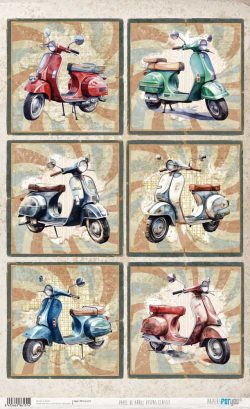 PFY-16131 - Papel Arroz 54x33 cm 25-30 gr. (Vespas Classic) - pack 6 ud.