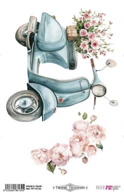 PFY-16134 - Thermo Transfers 20x30cm 8"x 12" 1 Hoja (Vespas & Flowers III) - pack 3 ud.