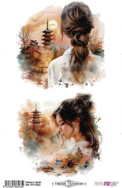 PFY-16263 - Thermo Transfers 20x30cm 8"x 12" 1 Hoja (Geisha V) - pack 3 ud.