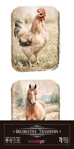 PFY-16203 - Decorative Transfers 15x30cm 6″x 12″ 4 Hojas (Farm I) - pack 2 ud.