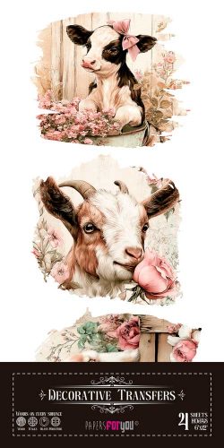 PFY-16205 - Decorative Transfers 15x30cm 6″x 12″ 4 Hojas (Farm III) - pack 2 ud.
