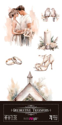 PFY-16211 - Decorative Transfers 15x30cm 6″x 12″ 4 Hojas (Wedding Day) - pack 2 ud.