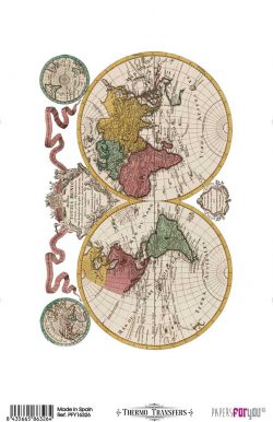 PFY-16326 - Thermo Transfers 20x30cm 8"x 12" 1 Hoja (Maps II) - pack 3 ud.